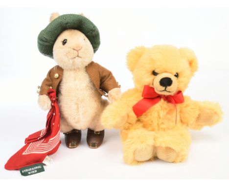 Steiff pair of teddy bears: (1) Steiff Beatrix Potter Benjamin Bunny Rabbit, 100th Year Anniversary Edition, 2004, white tag 