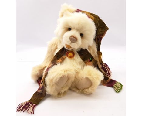 Charlie Bears Elf QVC exclusive teddy bear, CB614919,&nbsp; LE 950, "Gorgeous Giggler"- with open mouth, plush, wearing tie-d