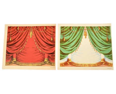 JF Schreiber (Germany) juvenile toy antique theatre small size curtains, etc: (1) 403a; (2) 403b; Good Plus; (2).&nbsp;