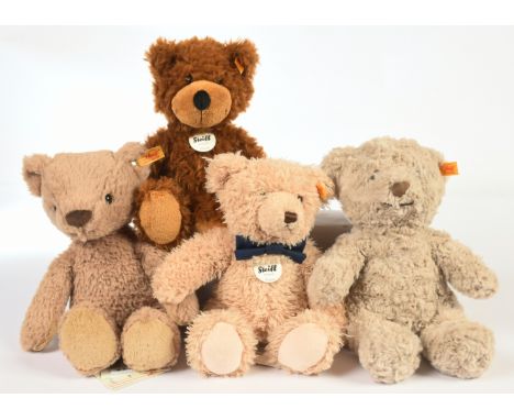 Steiff teddy bears x four: (1) Charly, yellow tag 012914, plush, swing label, 12"/30cm; (2) Victor, yellow tag 022371, plush,
