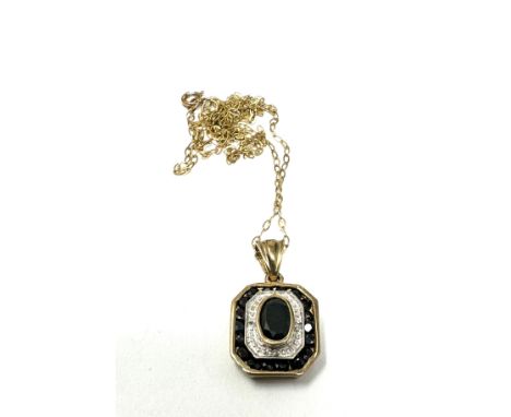 9ct gold diamond and sapphire  pendant necklace (2.5g)