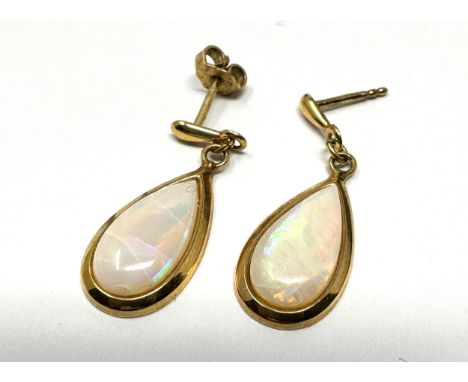 9ct gold vintage opal set drop earrings (1.8g)