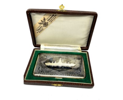 Boxed thai silver niello cigarette case boxed 