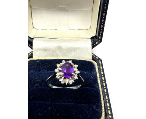 18ct white gold diamond and amethyst ring