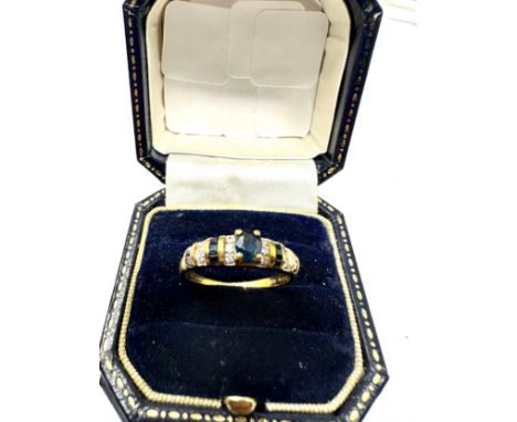 14ct gold vintage diamond and sapphire set dress ring (3g)