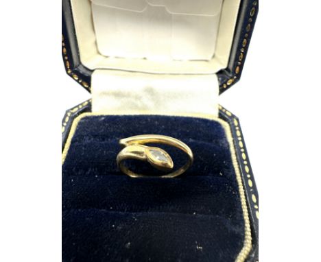 14ct gold vintage  diamond set snake ring (1.4g)