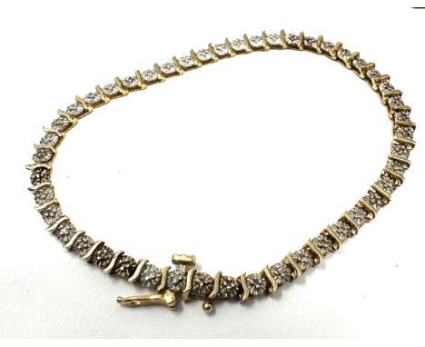 9ct gold vintage diamond set tennis bracelet (5.6g)