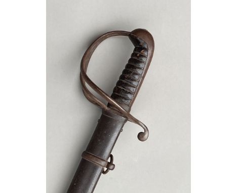 19th century cavalry sword with leather grip &amp; pipe back blade length 33ins