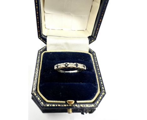 9ct gold vintage sapphire and diamond eternity ring (2.3g)