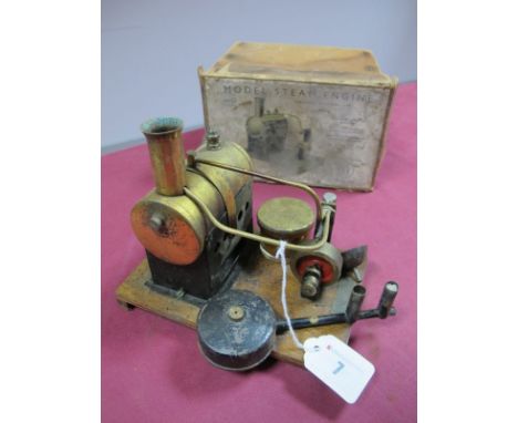 A Live Steam Mersey Model Horizontal Stationary Type Engine, with boiler, small flywheel and burner, in original box, playwor