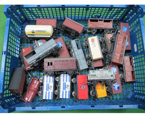 Twenty Four "OO" Gauge Rolling Stock Vans and Wagons, by Triang, Mainline, Wrenn, Lima, Hornby, including Lima Corrugated End