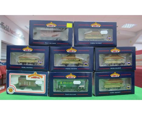 Eight Bachmann Branch-Line "OO" Gauge Rolling Stock Wagons and Vans, #37-650K Fourteen Ton Tank Wagon 'Charles Roberts' (five