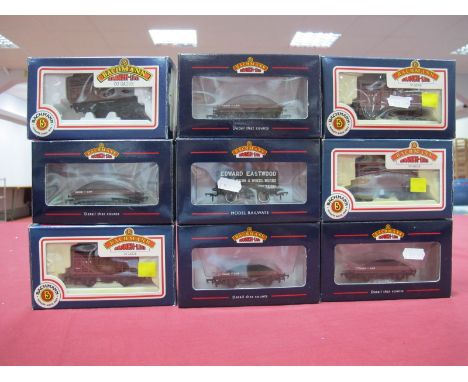 Nine Boxed Bachmann Branch Line "OO" Gauge Rolling Stock Wagons, #33-404 One Plank Wagon LMS (four), #33-650 Cattle Wagon BR 