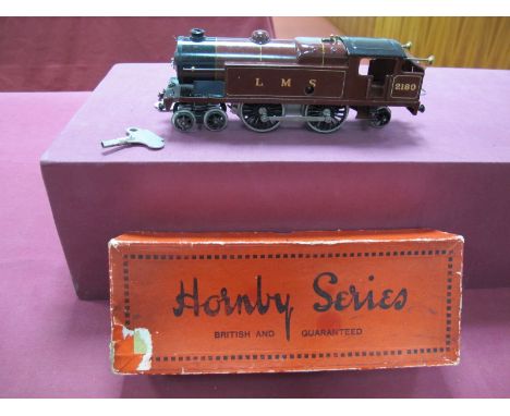 A 1930's Hornby 'O' Gauge No. 2 Tank Locomotive, finished in LMS maroon, R/No. 2180, clockwork, overall good, slight dent to 