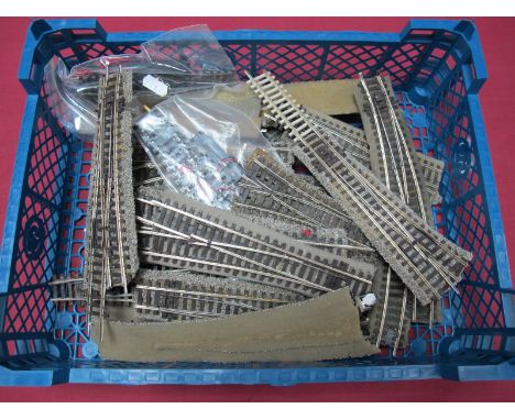 Twenty Five "OO" Gauge Foam Backed Track Points and Curved Points, including Jouef R-385 Droit, playworn.