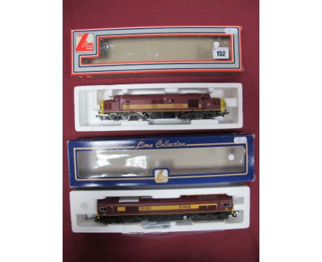 Two Boxed 'OO' Gauge Locomotives, Lima #L204664 Class 59 Diesel Locomotive R/No. 59201 'Vale of York', EWS maroon, Hornby #R2