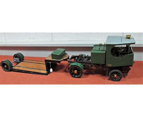 A 2" Scale Live Steam Model of a Clayton Undertype Steam Wagon, with articulated low loader timbered trailer, twin cylinder, 