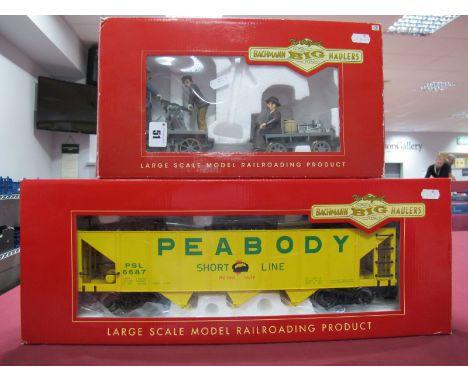 A Boxed Bachmann Big Haulers 'G' Gauge #98229 ""L"" Hoppers Wagon Peabody Short Line; together with a boxed Bachmann Big Haul