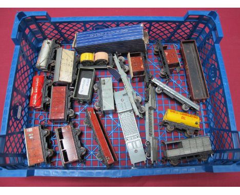 Twenty Hornby Dublo Three Rail Post War Rolling Stock Wagons, Van, Tankers, including 'Esso Royal Daylight Paraffin', Tanker 