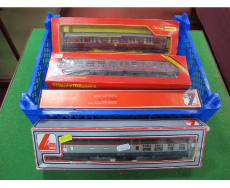 Seven "OO" Gauge Eight Wheel Coaches, by Hornby Lima, Triang-Hornby, including Hornby #R933 SR Composite Coach, Lima #30531W 