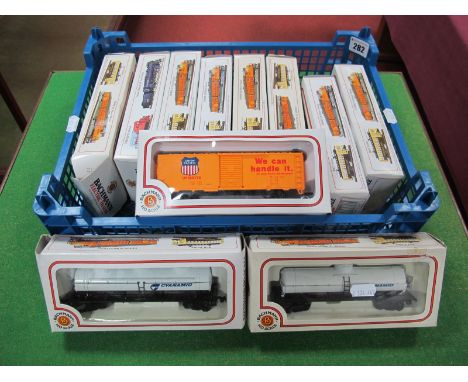 Eleven Bachmann "HO" Gauge American Outline Rolling Stock Wagons, Box Cars, Tankers, including #76036 Forty One Steel Box Car
