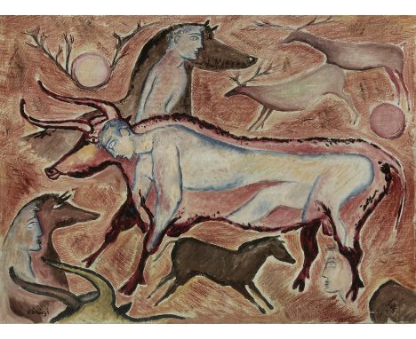 Basil R&aacute;k&oacute;czi,&nbsp;British/French 1908-1979 -&nbsp;Metamorphose, 1950;&nbsp;oil on canvas, signed lower left '