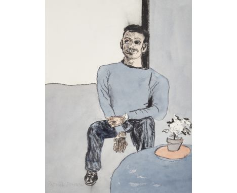 Patrick Procktor RA RWS,&nbsp;British 1936-2003 -&nbsp;Portrait of a young man;&nbsp;watercolour and charcoal on paper, signe