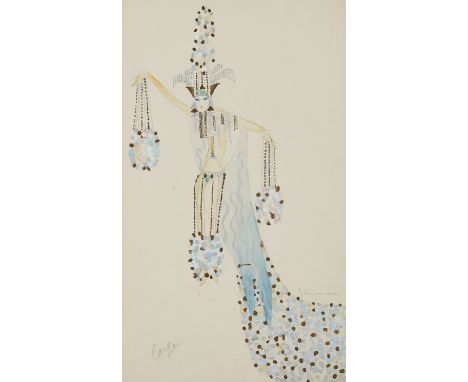 Charles Gesmar,  French 1900-1928 -   Costume design 'Lange';   gouache, metallic paint and pencil on paper, signed lower rig