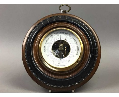CIRCULAR BAROMETER,along with two footstools (3)