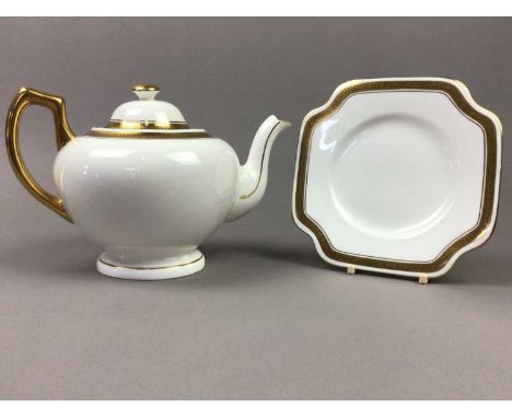 GRAFTON TEA SERVICE,with gilt key pattern design on a white ground