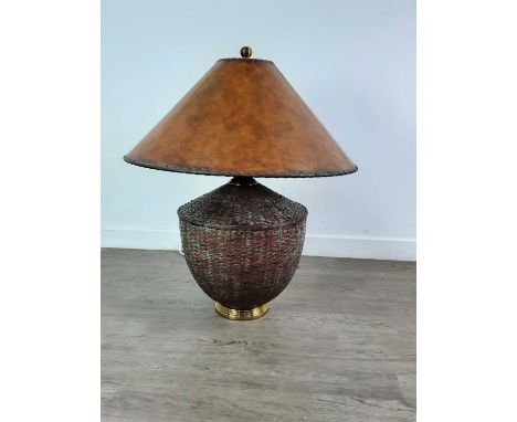 COPPER WOVEN TABLE LAMP,with shade, 80cm high