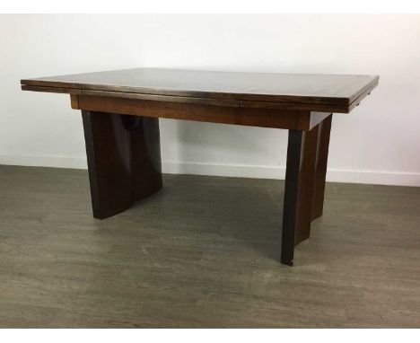 OAK DINING TABLE,76cm high, 152cm wide, 100cm deep, along with eight chairs (9)