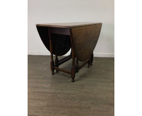 OAK GATELEG TEA TABLE,76cm high, 150cm wide, 106cm deep