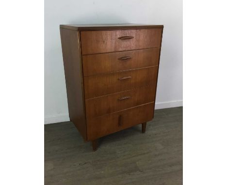 BEITHCRAFT RETRO TEAK CHEST OF DRAWERS,108cm high, 76cm wide, 46cm deep, along with matching dressing table, 116cm high (2)So