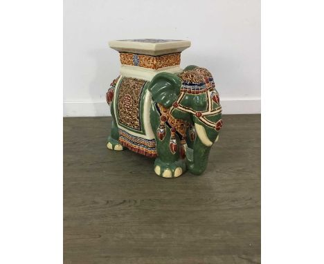 CERAMIC ELEPHANT VERANDAH SEAT,44cm high