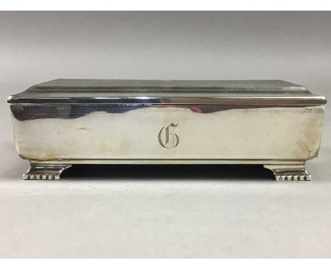 SILVER CASKET,with engine turned hinged rectangular lid, Birmingham marks, 15.5cm wide