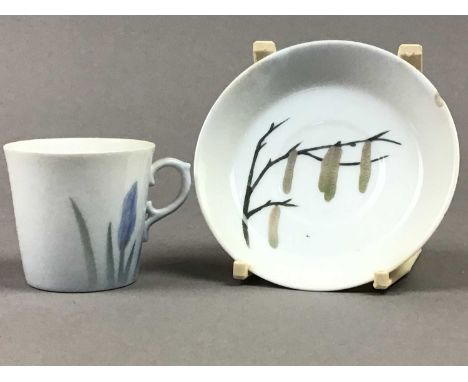 SET OF FIVE ROYAL COPENHAGEN COFFEE CUPS,along with four saucers and another, also a Royal Copenhagen coffee cup and saucer
