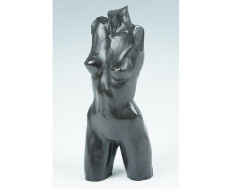 A late 20th Century cold cast bronze female nude torso, patinated finish, bears scratched inscription verso 'TT 40/500', 23 c