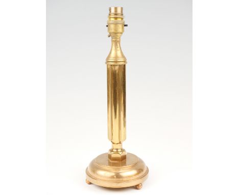 A 1970s brass columnar table lamp base, 32 cm