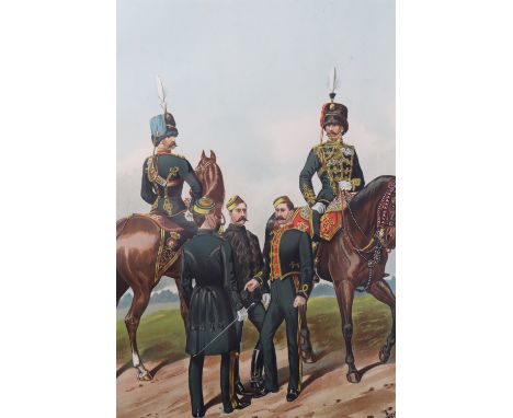 Seven Victorian chromolithographic studies of British Army Uniforms and accoutrements, published by military outfitter Willia