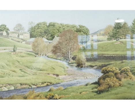 Geoffrey H Pooley (Cumbrian, 1908 - 2006) "Mungrisdale", a romantic portrayal of a farmstead in the Cumbrian countryside, wit