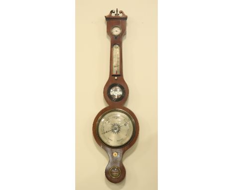 A late Georgian string-inlaid mahogany banjo barometer by Filtness of Swindon, (not suitable for posting)