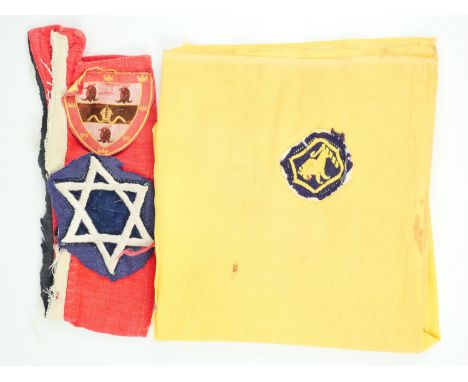 A vintage school / college sports shirt collar bearing an affixed embroidered Star of David badge and a machine woven school 