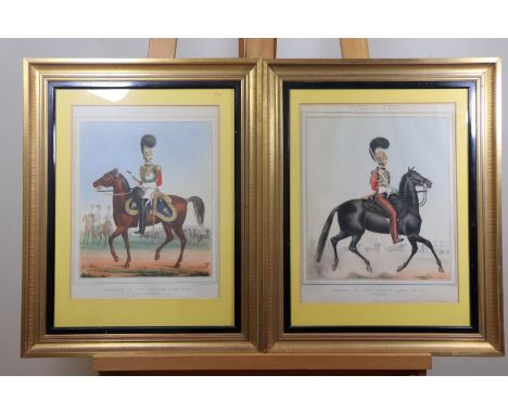 After L Mansion Two watercolour tinted engraved plates of "The Officers of the British Army, No 46 and No 15", printed by Lef