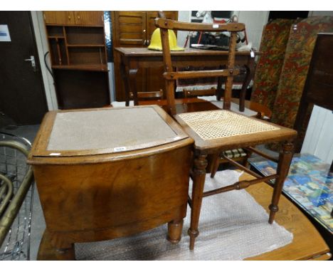 A Victorian Commode Stool Together With A Cane Seated Chair