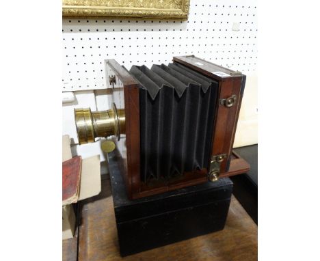 A Boxed Half Plate Mahogany & Brass Camera