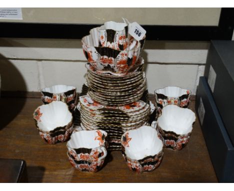 A Forty Piece Wileman China Rust & Gilt Decorated Tea Set, Red Printed Mark & Reg Number, Pattern No 3725