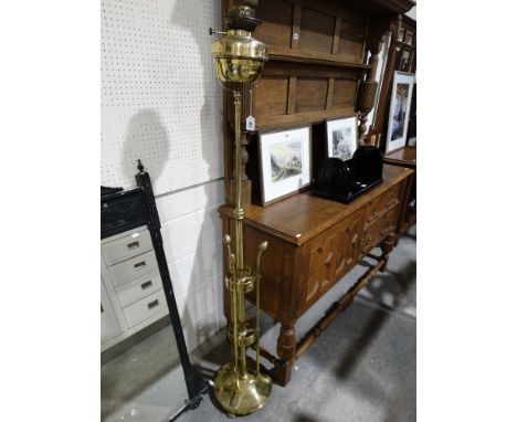 A Circular Based Brass Telescopic Lamp Base Of Art Nouveau Design