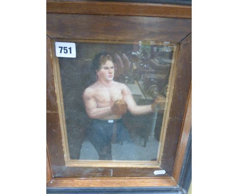Oil painting portrait of a pugilist fighter  