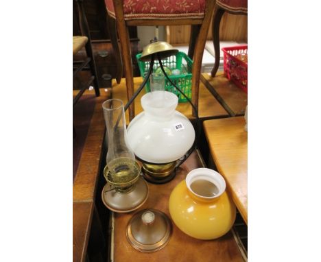 Hanging Oil Lamp and a Copper Oil Lamp (a/f)